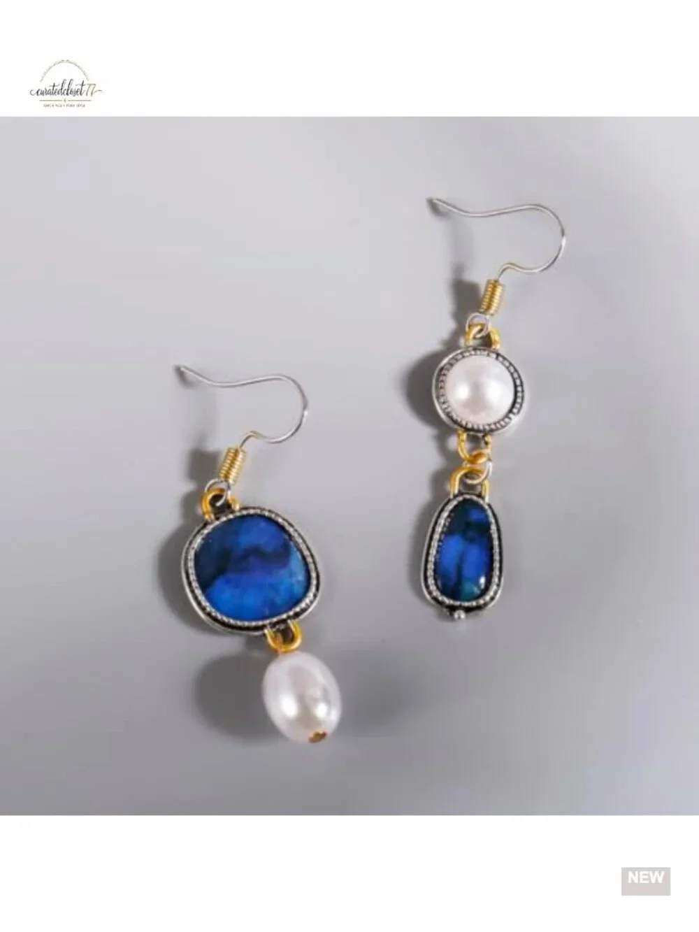 Asymmetrical Natural Stone Dangle Drop Earrings Geometric Statement